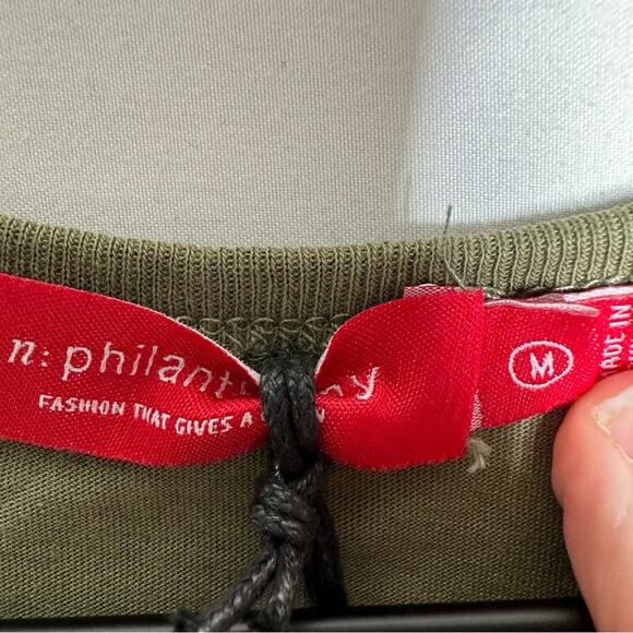 n:PHILANTHROPY Olive Green Sleeveless Ruched Dress NWT in Medium - Picture 2 of 5